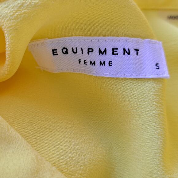 EQUIPMENT Brett Silk Button-Front Shirt Size Small Lemon Yellow Long Sleeve - Picture 6 of 10